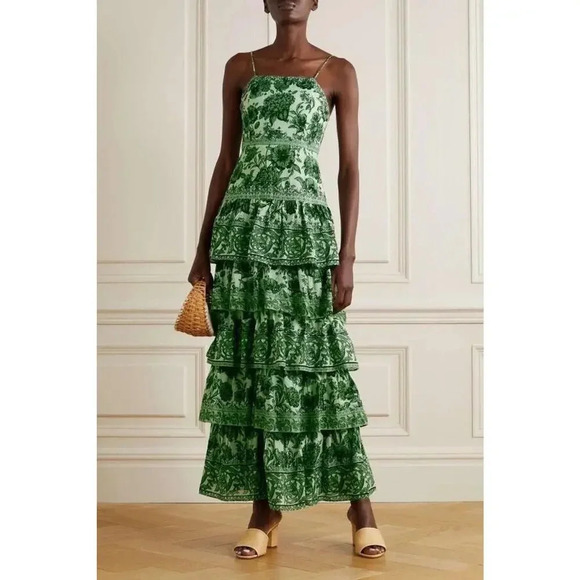 Alice + Olivia Dresses & Skirts - NWT Alice + Olivia Valencia Floral Sage Green Tiered Maxi Dress Size 2